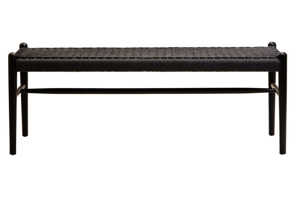 Black Rope and Elm Wood Bench with Rope Seat