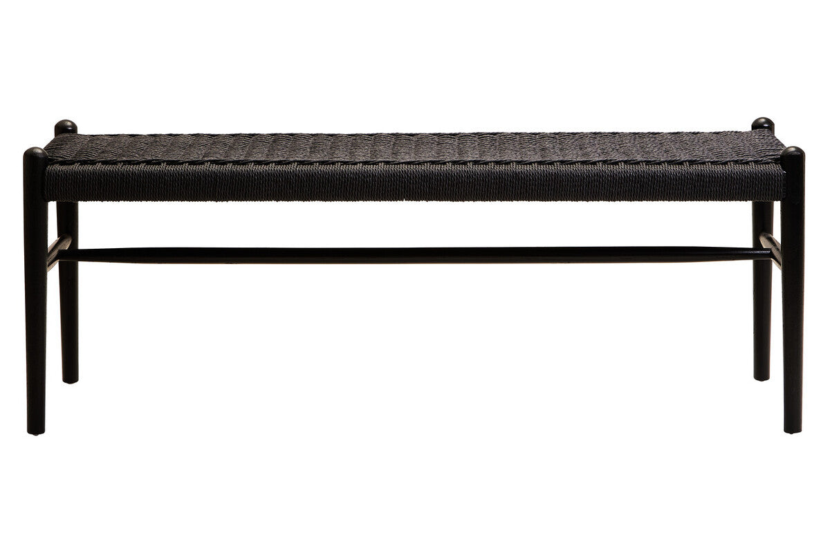 Black Rope and Elm Wood Bench with Rope Seat