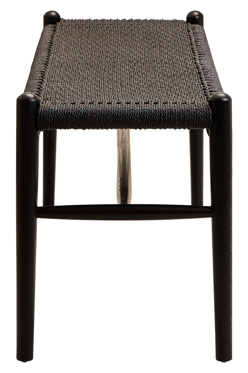 Black Rope and Elm Wood Bench with Rope Seat