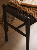 Black Rope and Elm Wood Bench with Rope Seat