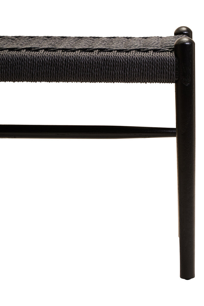 Black Rope and Elm Wood Bench with Rope Seat
