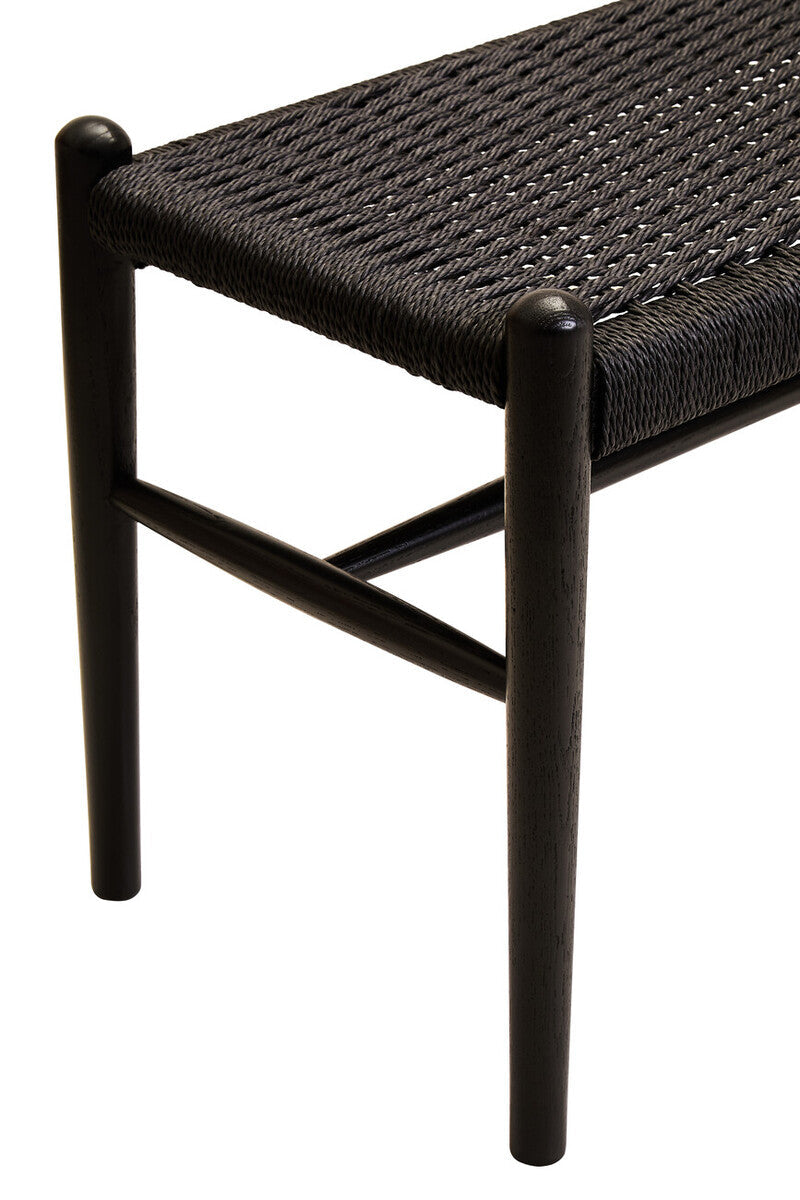 Black Rope and Elm Wood Bench with Rope Seat
