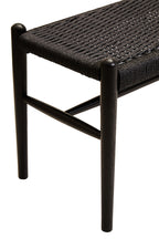 Black Rope and Elm Wood Bench with Rope Seat