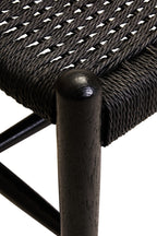 Black Rope and Elm Wood Bench with Rope Seat