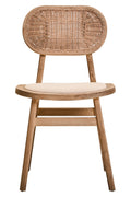 Beige Fabric and Grey Wash Elm Wood Dining Chair