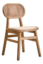 Beige Fabric and Grey Wash Elm Wood Dining Chair