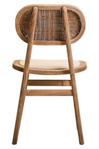 Beige Fabric and Grey Wash Elm Wood Dining Chair