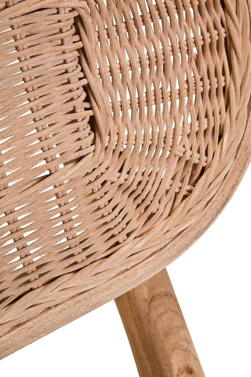Beige Fabric and Grey Wash Elm Wood Dining Chair