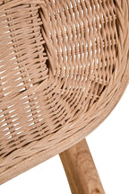 Beige Fabric and Grey Wash Elm Wood Dining Chair