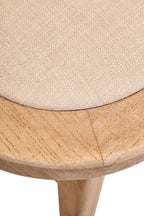 Beige Fabric and Grey Wash Elm Wood Dining Chair