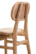 Beige Fabric and Grey Wash Elm Wood Dining Chair