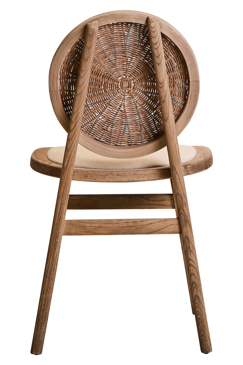 Beige Fabric and White Wash Elm Wood Dining Chair