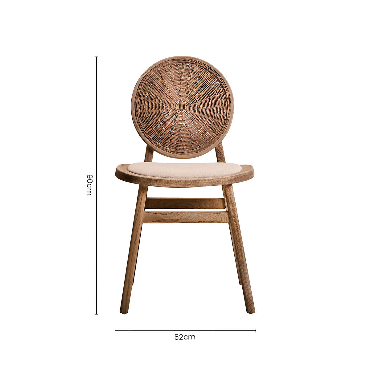 Beige Fabric and White Wash Elm Wood Dining Chair