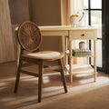 Beige Fabric and White Wash Elm Wood Dining Chair