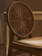 Beige Fabric and White Wash Elm Wood Dining Chair