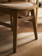 Beige Fabric and White Wash Elm Wood Dining Chair