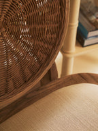 Beige Fabric and White Wash Elm Wood Dining Chair