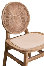 Beige Fabric and White Wash Elm Wood Dining Chair