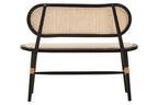 Black Wood Bench with Rattan Backrest