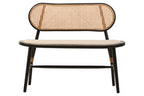 Black Wood Bench with Rattan Backrest