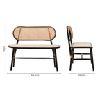 Black Wood Bench with Rattan Backrest