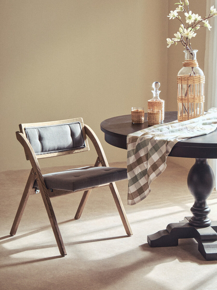 Grey Wash Elm Wood Folding Chair