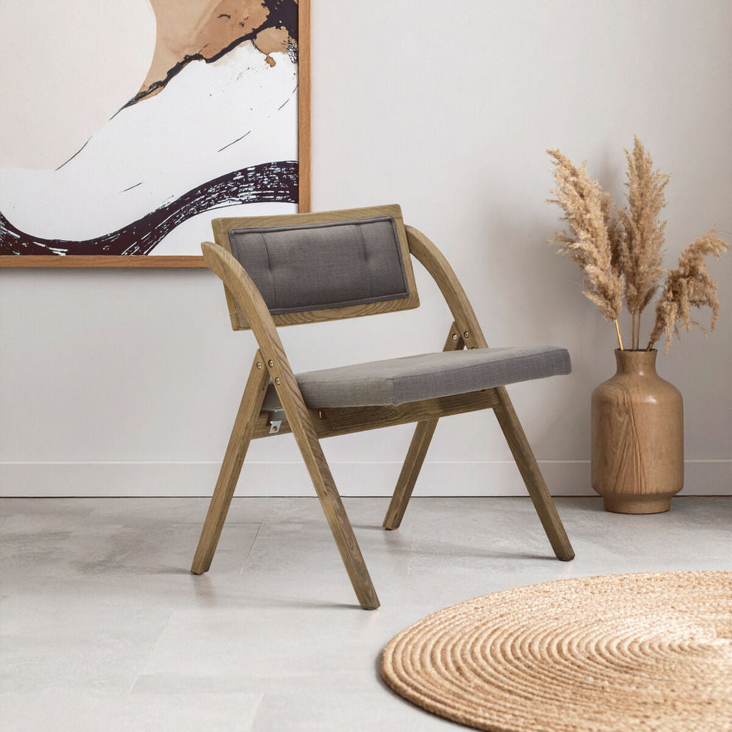 Grey and Black Elm Wood Folding Chair