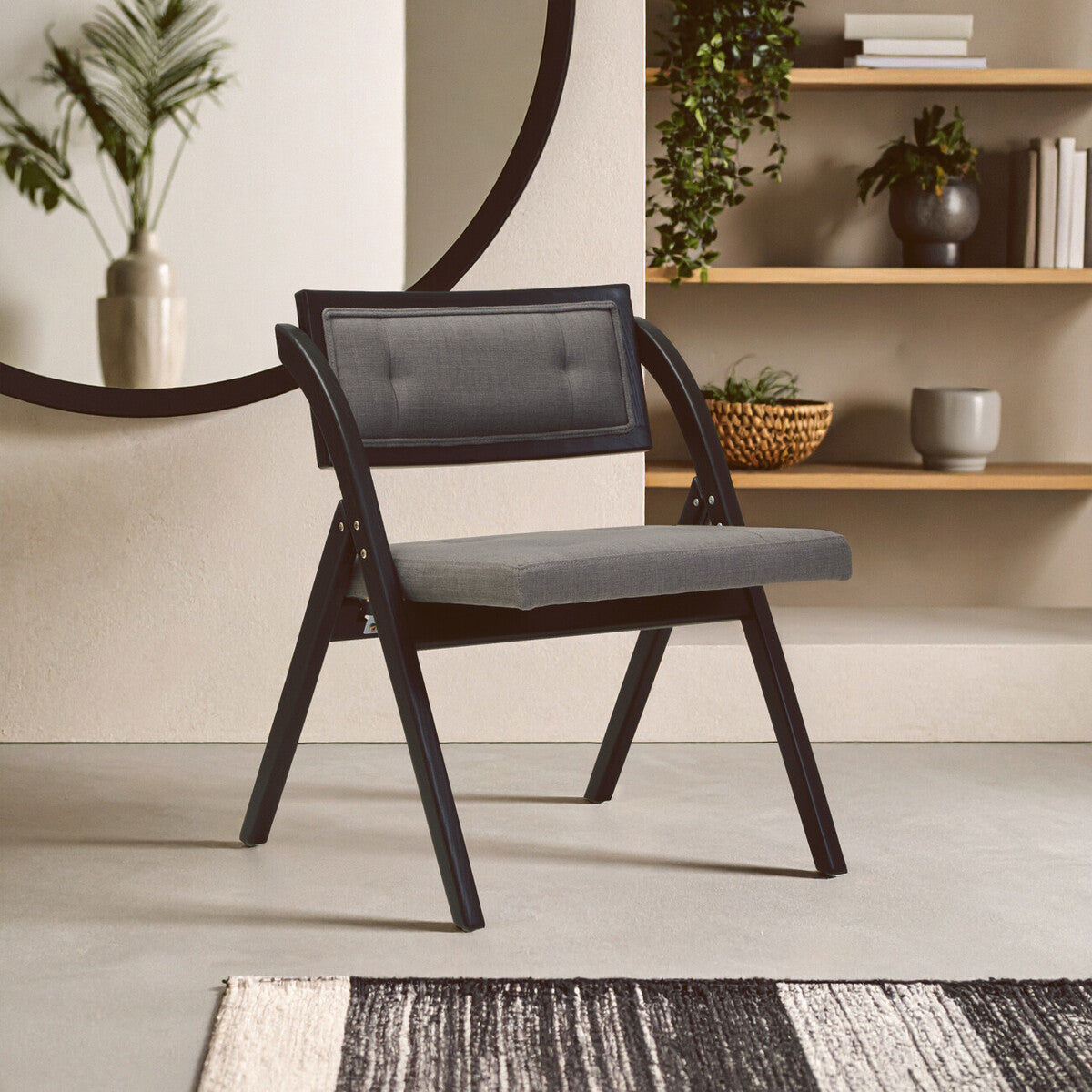 Grey and Black Elm Wood Folding Chair