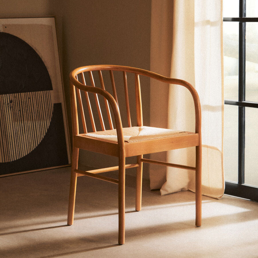 Natural Woven Rope and Beech Wood Chair