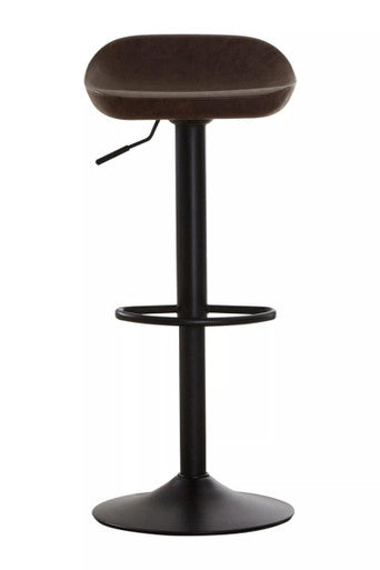 Mocha Leather Effect Set of 2 Adjustable Bar Stools