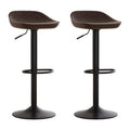 Mocha Leather Effect Set of 2 Adjustable Bar Stools