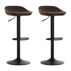 Mocha Leather Effect Set of 2 Adjustable Bar Stools