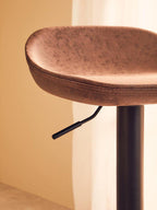 Mocha Leather Effect Set of 2 Adjustable Bar Stools