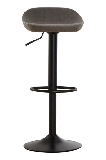 Ash Grey Leather Effect Set of 2 Adjustable Bar Stools