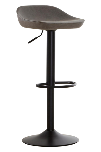 Ash Grey Leather Effect Set of 2 Adjustable Bar Stools