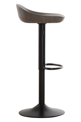Ash Grey Leather Effect Set of 2 Adjustable Bar Stools