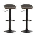 Ash Grey Leather Effect Set of 2 Adjustable Bar Stools