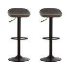 Ash Grey Leather Effect Set of 2 Adjustable Bar Stools
