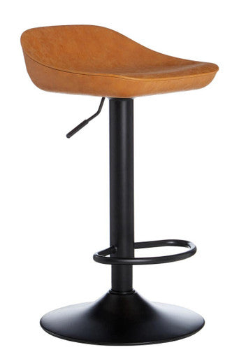 Camel Leather Effect Set of 2 Adjustable Bar Stools