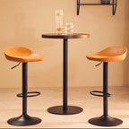 Camel Leather Effect Set of 2 Adjustable Bar Stools