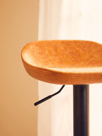 Camel Leather Effect Set of 2 Adjustable Bar Stools