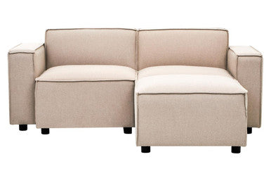 Natural Fabric Modular Ottoman