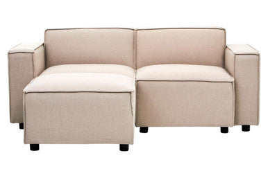 Natural Fabric Modular Ottoman