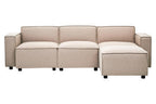 Natural Fabric Modular Ottoman
