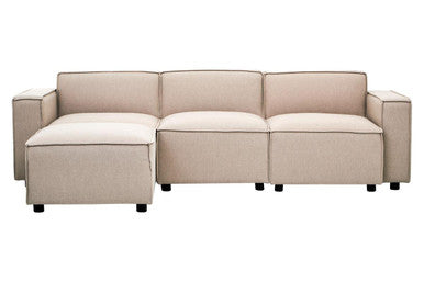 Natural Fabric Modular Ottoman