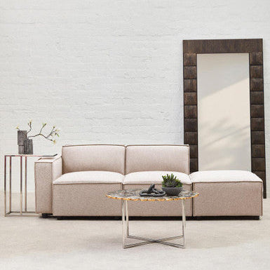 Natural Fabric Modular Ottoman