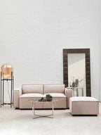 Natural Fabric Modular Ottoman