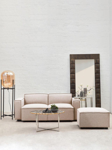 Natural Fabric Modular Ottoman