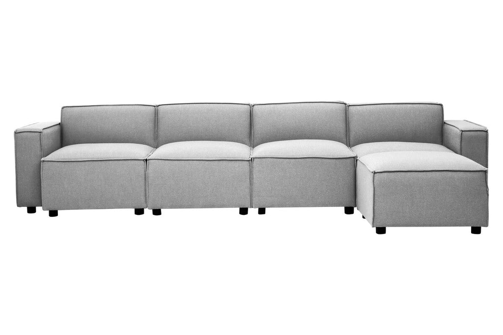 Grey Fabric Ottoman Stool