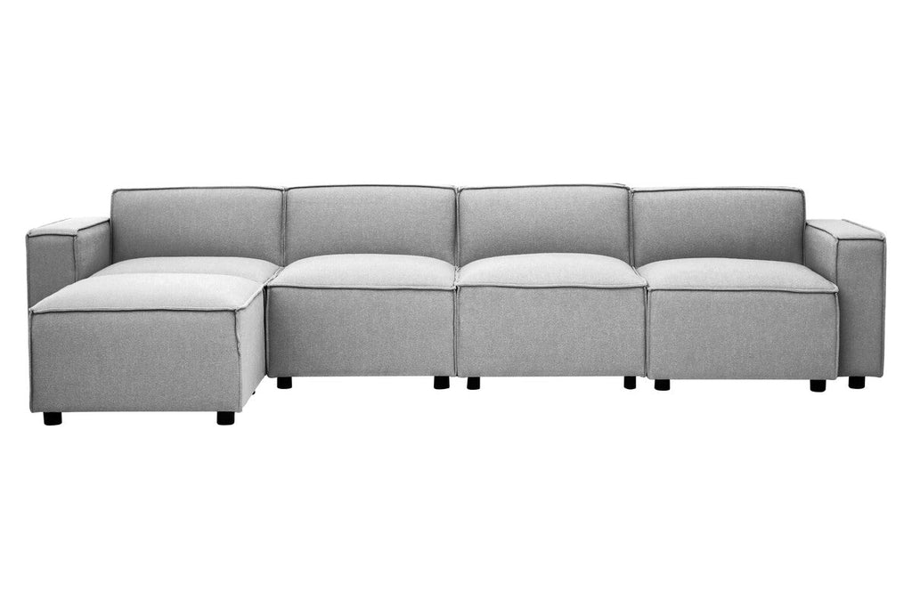 Grey Fabric Ottoman Stool
